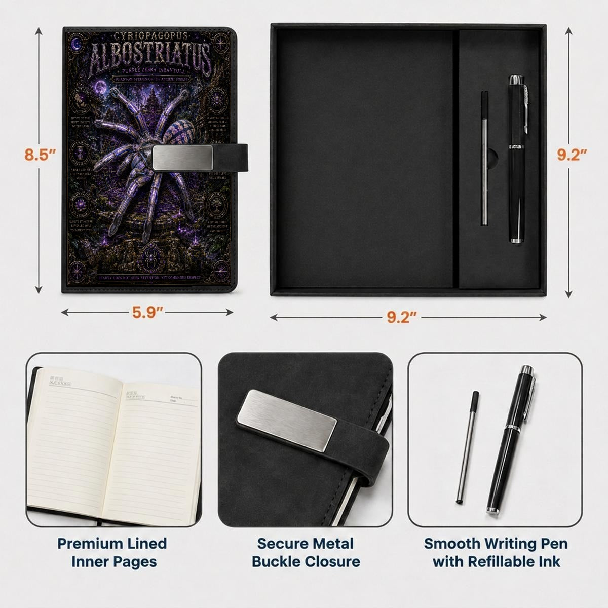 Purple Zebra Note Book Gift Set with Metal Pen