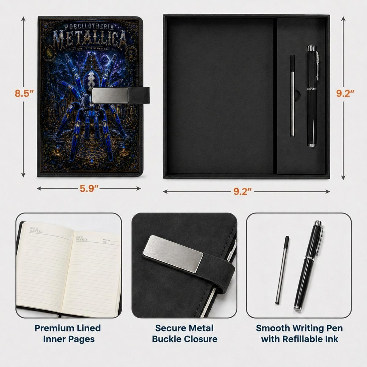 P. Metallica Notebook Gift Set with Metal Pen