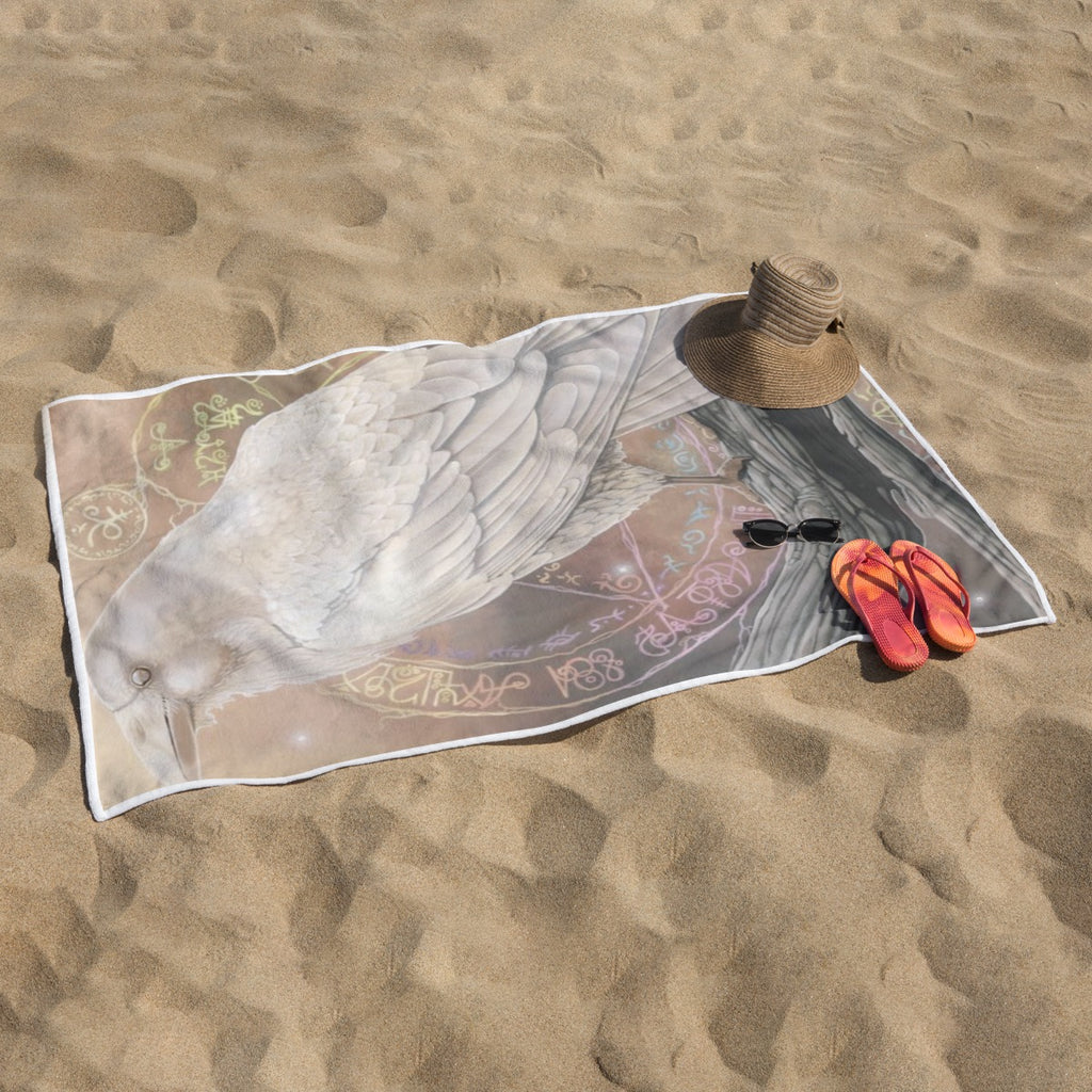 White Raven Rectangular Beach Towel