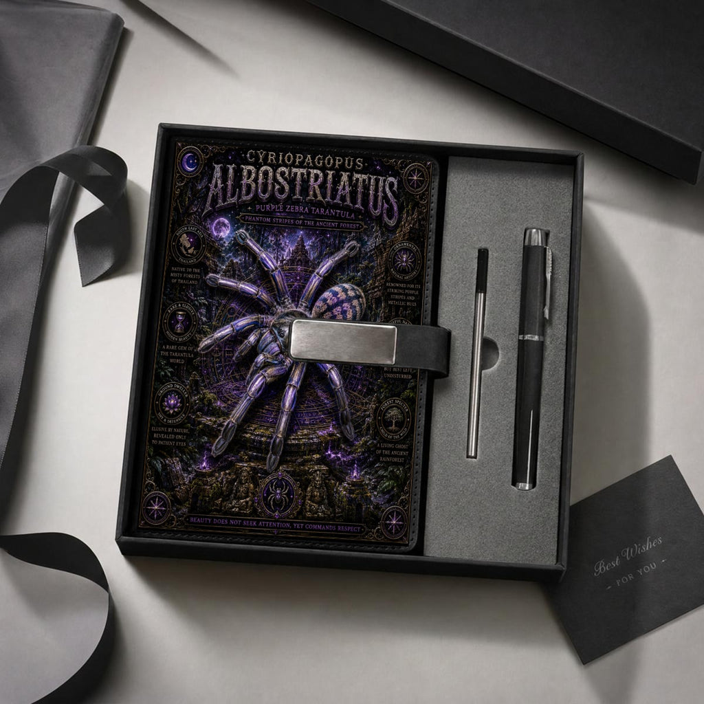 Purple Zebra Note Book Gift Set with Metal Pen