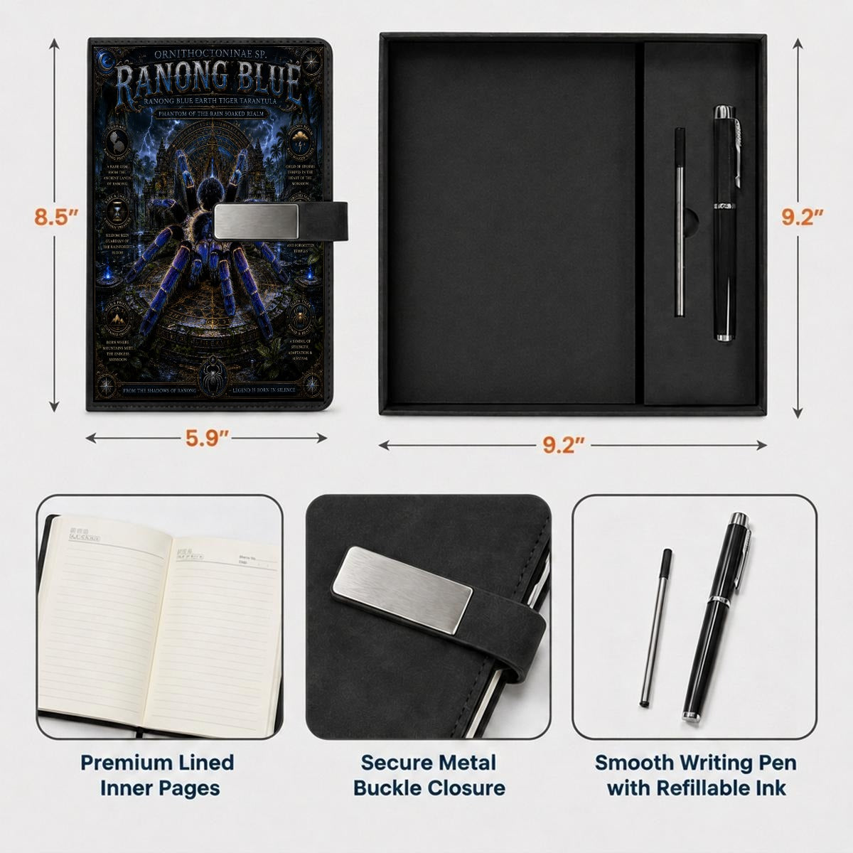Ranong Blue Notebook Gift Set with Metal Pen
