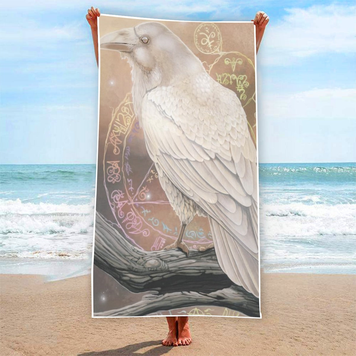 White Raven Rectangular Beach Towel